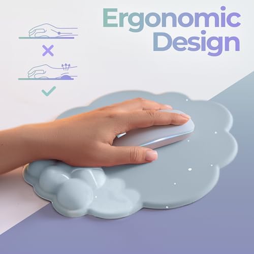 Premium Quality Cloud Wrist Rest Keyboard & Mouse Pad Set – Ergonomic Memory Foam Desk Accessories with Wrist Support for Office & Gaming – Baby-Blue-Sky