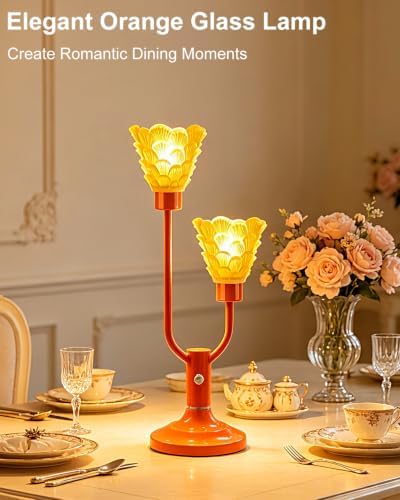 Lightdot Mid Century Modern Table Lamp Orange Vintage Lamp Gift Dimmable