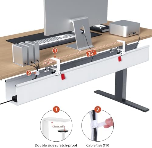 Univivi No Drill Under Desk Cable Management Tray, 48 inch Cable Management