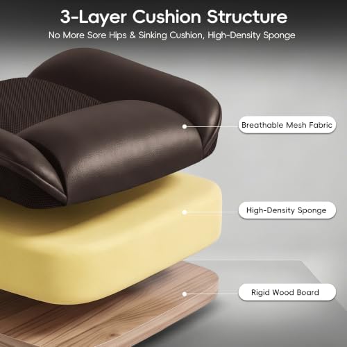 Vonesse Office Chair, Desk Chair with Flip-up Armrests, Gaming Chair with Double-Layered Soft Backrest,PU Leather Computer Executive Chair with Breathable Seat Cushion (Brown)