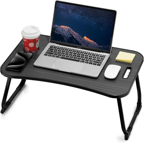 ZEAPTAC Foldable Lap Desk, Bed Desk, Bed Table & Laptop Stand w/Cup Holder