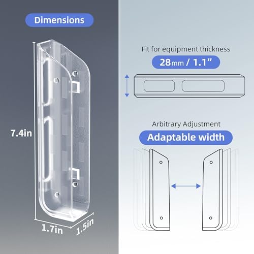 ELETIUO Clear Wall & Under Desk Laptop Mount Holder–Adhesive & Screw in,1.02"/ 26 mm,Anti-Scratch Pads,Universal for MacBooks,Surface,Keyboards,Tablets,Switch &More