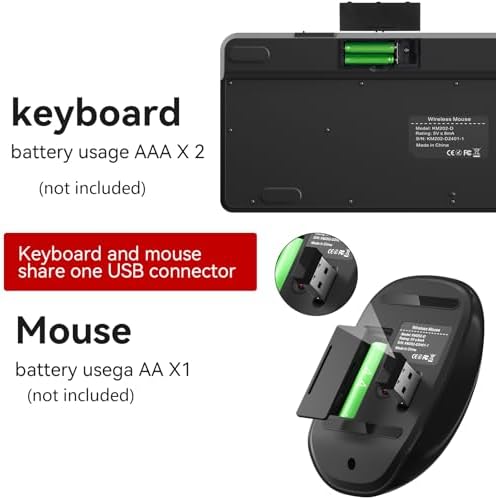 Retro Typewriter Wireless Keyboard with Round Keycaps, 2.4GHz Compact USB Cute Wireless Keyboard and Mouse Combo for Desktop, Laptop and Computer
