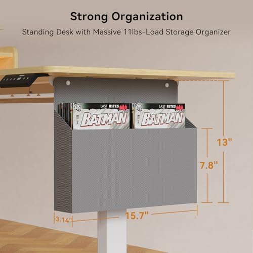 WALKINGDESK 63 Inches L Shaped Standing Desk with Keyboard Tray and 2 Drawers, L Shaped Electric Standing Desk, Adjustable L Shaped Office Desk,Corner Standing Desk for Home Office, Oak