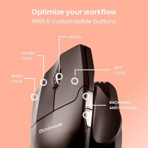 Contour Unimouse Adjustable Ergonomic Vertical Mouse, Left Handed, Wireless