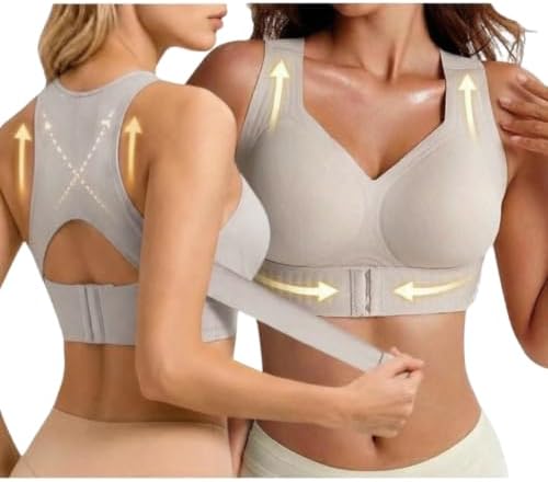 Posture Corrector Bra for Women Cross Back Front Closure Full Coverage Bras