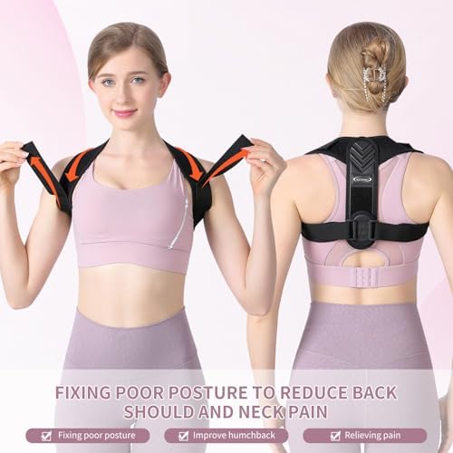 Alsoay Posture Corrector for Women and Men, Back Brace Adjustable Upper Posture Support, Back Support, Comfortable Back Straightener Support for Clavicle Support, and Providing Pain Relief from Neck