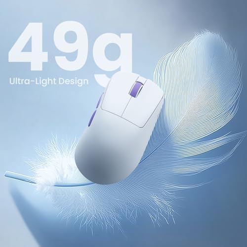 Akko Nest Wireless Gaming Mouse, 8K Polling Rate with PAW 3950 Sensor, 30000 DPI, 49g Lightweight,Omron Mechanical Switches, BT/2.4G/Wired Computer Mouse, White