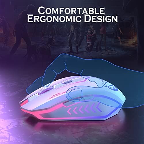 UHURU Wireless Gaming Mouse, Rechargeable 10000 DPI LED PC Mouse