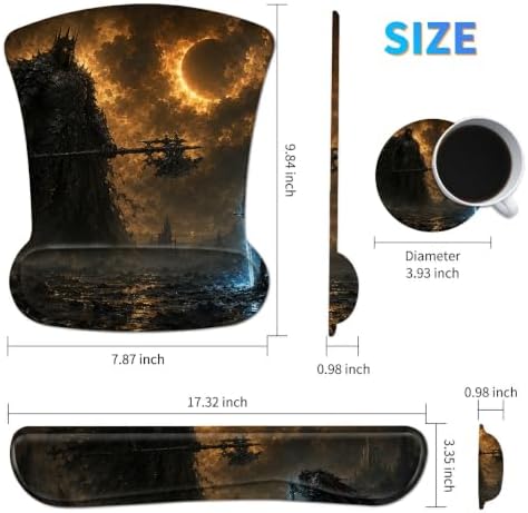 3-in-1 Ergonomic Memory Foam Keyboard Wrist Rest Pad Set, Dark Warriors