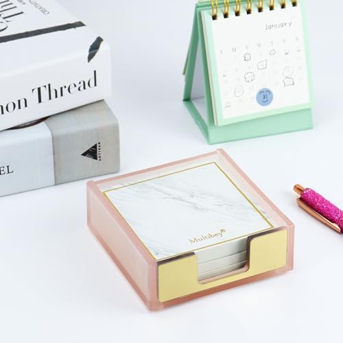 MultiBey Pink Sticky Notes Memo Pad Holder Dispenser