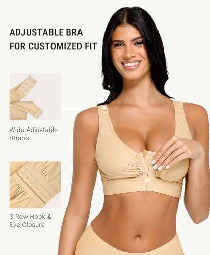 FeelinGirl Post Surgery Compression Bra for Women's Front Closure Bra