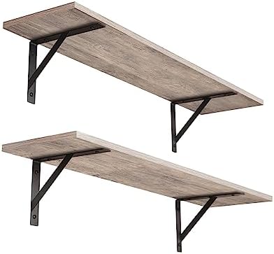 DINZI LVJ Wall Shelves, 23.6" Long Floating Shelves with Metal Brackets