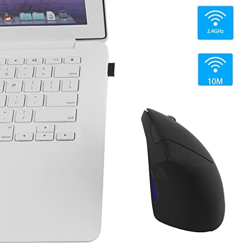 Wireless Vertical Mouse Black Wireless Ergonomic Vertical Mouse High Precision Ergo Optical 2.4G Cordless Lightweight Gaming Mice with 3 Adjustable DPI800/1200/1600 for PC/Laptop/Desktop/Mac 6 Buttons