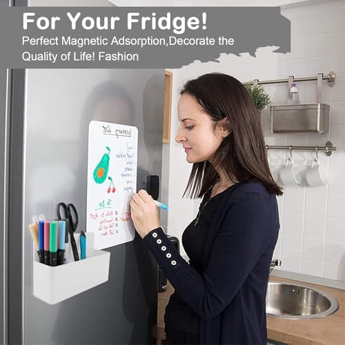 KITANIS Magnetic Pen Holder,3 Compartments Magnetic Dry Erase Marker Holder,Extra Strong Magnet Storage Marker Pen Pencil Organizer for Refrigerator,Whiteboard,Locker Accessories(Long Style)