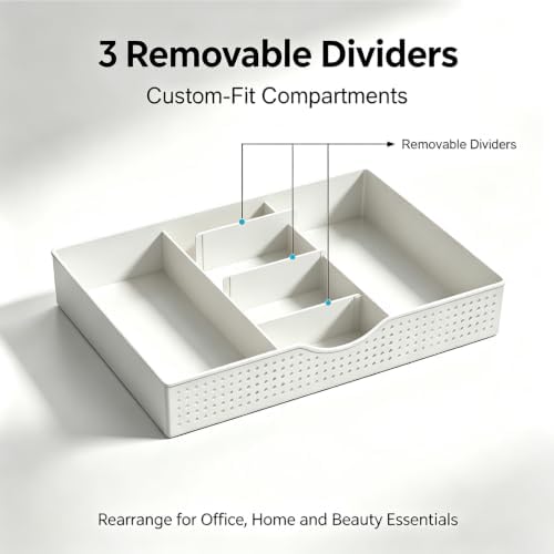 gianotter Desk Organizers and Accessories, Monitor Stand with Drawer and 2 Pen Holder, Desktop Organizer Suitable for Offices and Dormitories (White)