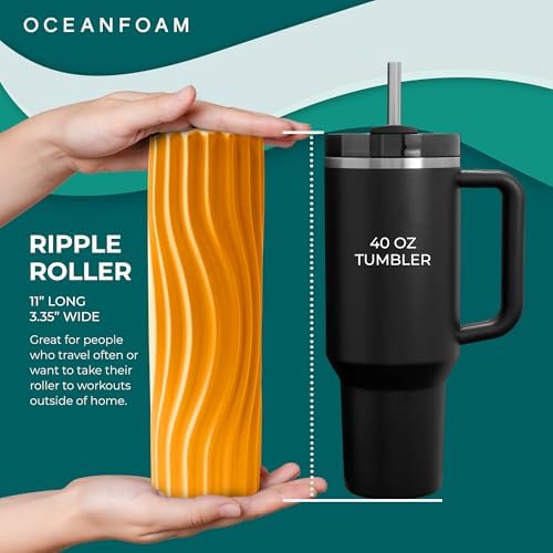 Oceanfoam Ripple Roller - Small Foam Roller for Physical Therapy (Gold)