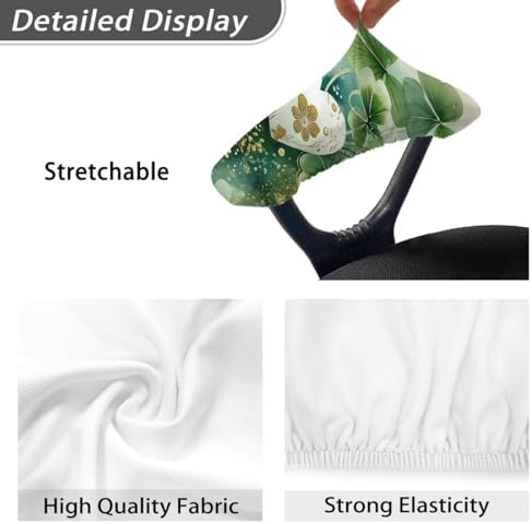 Shamrock Print Office Chair Arm Rest Covers Soft Comfy Stretchy Gaming Chair Armrest Covers with Elastic Edge St.Patrick's Day Decor for Home