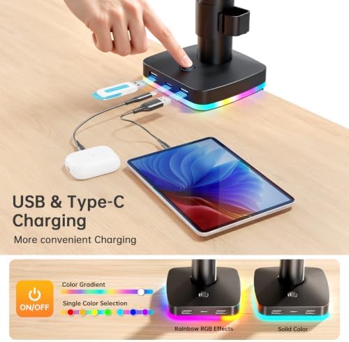 Afaloona RGB Convertible Laptop and Monitor Mount with USB Hub, Adjustable