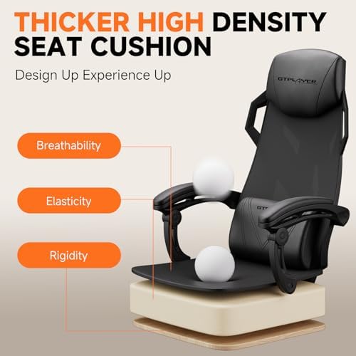 GTPLAYER Computer Chair with Adjustable Footrest, Ergonomic Gaming Chair with Headrest and Lumbar Support, Breathable Mesh Office Chair for Adults, High Back Reclining Desk Chair for Gaming and Office