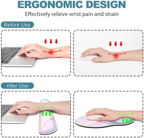 Ergonomic Mouse Pad with Wrist Rest and Keyboard Wrist Rest, Mousepad