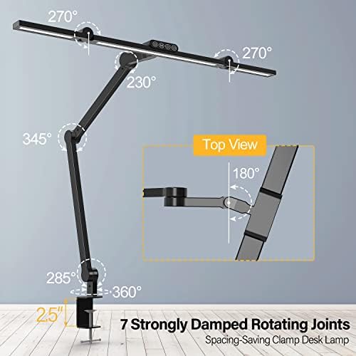 Micomlan Led Desk Lamp with Clamp, Architect Desk Lamp for Home Office with Atmosphere Lighting, 24W Ultra Bright Auto Dimming Computer Light Stepless Dimming and Tempering LED Table Light