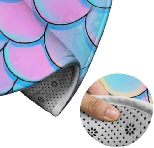 Highly Premium Quality Floor Mat, Office Chair Decor Mat, Room Sofa Yoga Soft Round Carpet Beautiful Mermaid Fish Scale