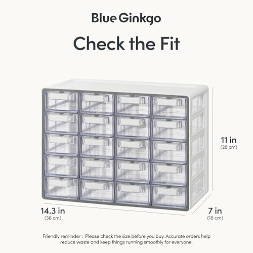 Blue Ginkgo 20-Drawer Storage Cabinet Organizer, Grey, Made in Korea