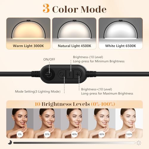 Yokilly Half Moon Light for Nail Desk: 29" Foldable Nail Light for Desk