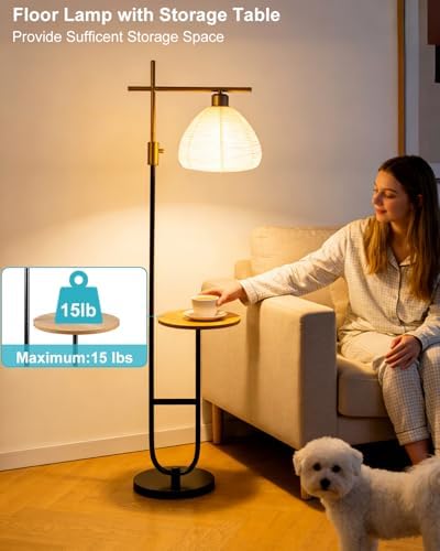 Lightdot Corner Lamp with Shelves, Dimmable Floor Lamp E26 Bulb Included