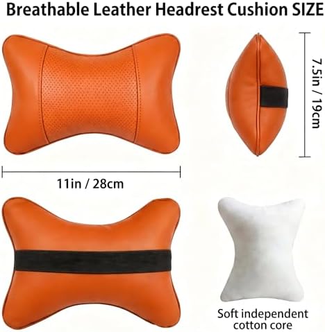 Car Pillow for Driving Seat Soft Leather Headrest Neck Support 2PCS