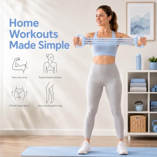 Figure 8 Resistance Band,15LB-120LB, 8 Level Adjustment Exercise Bands for Women & Men - Yoga Stretching Belt