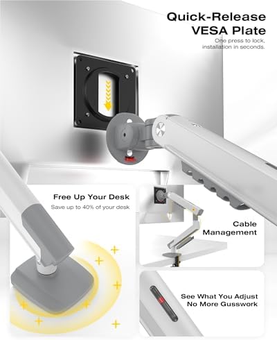 NB SmooVex™ Single Monitor Arm for Monitors 17'' to 32 inch, Mechanical Spring Mount Load up to 9 kg, VESA 75/100 mm Monitor-Mount A5 (White)