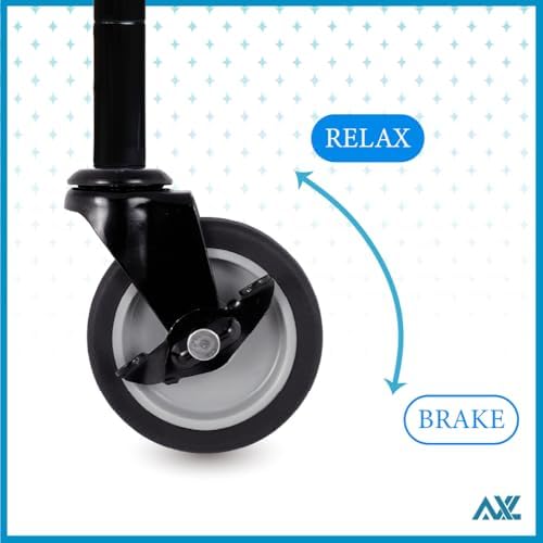 AXL 3 Inch Caster Wheels Set of 4, 3/8"-16 x 1-1/2" Threaded Stem Casters with Brake, Heavy Duty TPR Rubber Swivel Caster Wheels, Quiet Smooth Rolling Casters for Workbench, Cart, Cabinet, Shelving