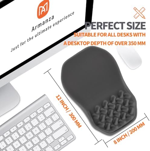 Ergonomic Slope Mouse Pad Wrist Support, Wrist Rest Mousepad for Carpal Tunnel Pain Relief with Massage Bulge and Slow Rebound Memory Foam (12x8 inch, Dark Gray)