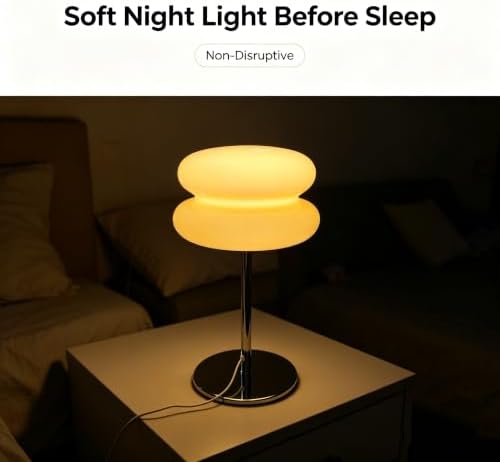 Mushroom lamp, Bedroom Medieval Modern Bedside Table lamp for Night Stands, Vintage dimmable Small Lamps, Cute Cool Desk Lamps Home Room Aesthetic Decor for Living Room(Cream‌)