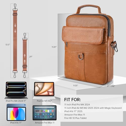 11 Inch Shoulder Bag Leather Carrying Case for 11" iPad Pro M5 M4/iPad Air 11" M4 M3 M2 with Magic Keyboard, iPads A16 11"