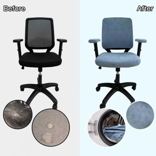 High Elasticity Anti Slip Office Chair Cover, Split Design for Easy Installation,Universal Desk Chair Cover wear-Resistant and Scratch Resistant (Sky Blue, Chair seat Case + Back Case)