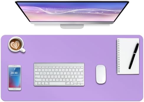 Boutilon Leather Desk Pad Protector,Non-Slip Mouse Pad,Laptop Desk Pad,Office Mouse Mat,Waterproof Leather Desk Blotter,Desk Writing Pad for Office and Home (XL-Purple,35.4"x 15.7")