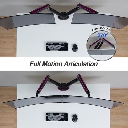 AVLT RGB Gaming Dual Monitor Arm Desk Mount for 27-43" Screens - Black