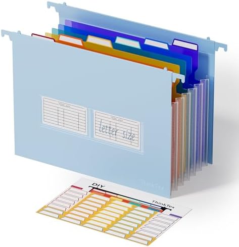 ThinkTex Plastic Expanding Hanging File Folders, 7 * 1.2" Accordion Pockets