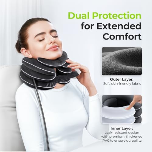 ervical Neck Traction Device with Innovative Neck Decompression Design, Inflatable Neck Stretcher for Instant Neck Pain Relief, Neck Brace Pillow for Neck Support, Home Use