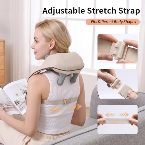Wireless 4D Deep Kneading Neck Massager Pillow, Ergonomic Shiatsu Shoulder Back Massager with Warm Function, Portable Electric Massage Device for Daily Relaxation, Holiday Gifts for Adults