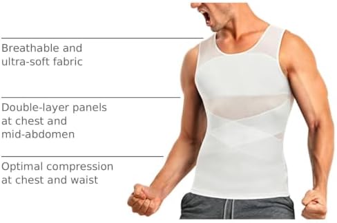 TAILONG Men's Compression Shirt for Body Shaper Slimming Vest Tight Tummy Underwear Tank Top