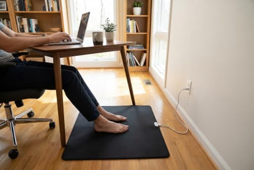 Grounding Mat, 24" x 16" Conductive Carbon Ground Pad with 15 Foot Cord, Non-Slip Rubber Backing, Portable Indoor Grounding for Desk, Floor, Home, Office, Wellness Routine