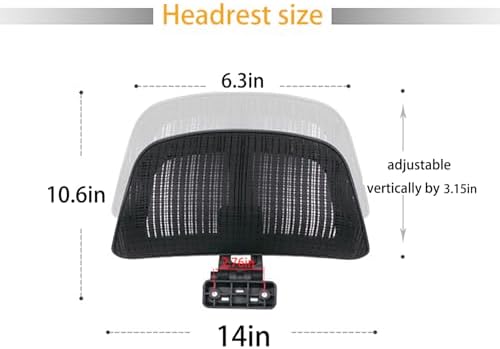 Universal Office Chair Headrest Attachment, Adjustable Mesh Headrest, No Drill Needed, Fits Most Mesh Chairs 0.86"-1.77" Back Thickness (606# No-Drill H-Bracket)