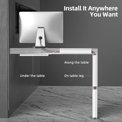 YECAYE 94.2 in Cable Management Under Desk,Easy Install Adhesive Mount Cord Hider,Cord Organizer,Wire Management,Wire Hider for Office Organization,Child & Pet Proof,White (Pack of 2)