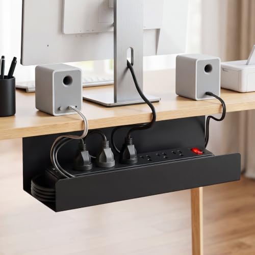 2 Pack Under Desk Cable Management Tray,Hold 11 lbs, 16 x 6 x 6 Inch, Black