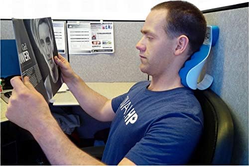 Neck and Shoulder Relaxer - Chiropractic Support Pillow and Cervical Traction Device for Spine Alignment, Pain Relief, Relaxation and Stretching (Blue and White)