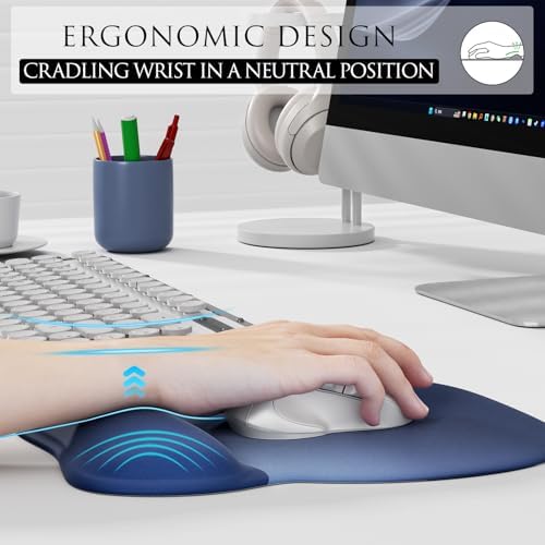 MROCO Ergonomic Mouse Pad with Gel Wrist Rest, 9.4 x 8.1 in, Blue Gradient